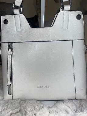 Calvin Klein RachelVegan Leather Novelty Small Tote (white)
